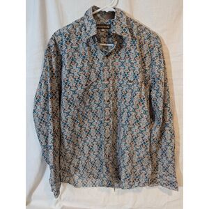 Stetson Men’s Western Shirt M Snap Front Long Sleeve Cotton Paisley Tile Boho
